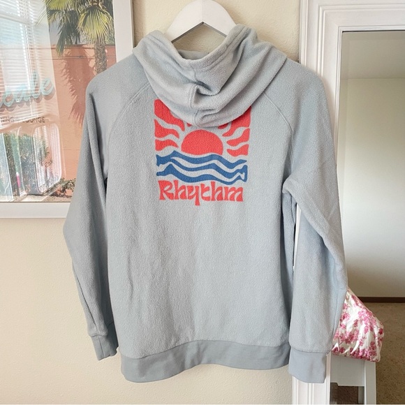 Rhythm. Dawn Fleece Vintage Sun Graphic Pullover Hoodie Sky Blue Size Large - Picture 8 of 8